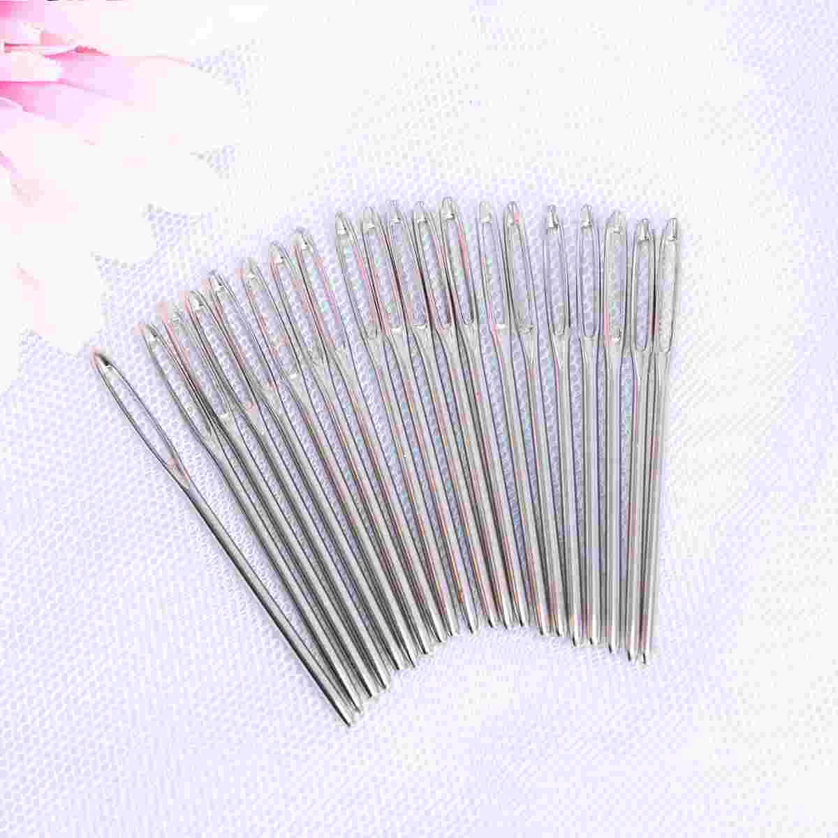 큰 눈 스티칭 바늘, 무딘 바늘, 바느질 실 뜨게 바늘 (실버), 20 개, 6cm