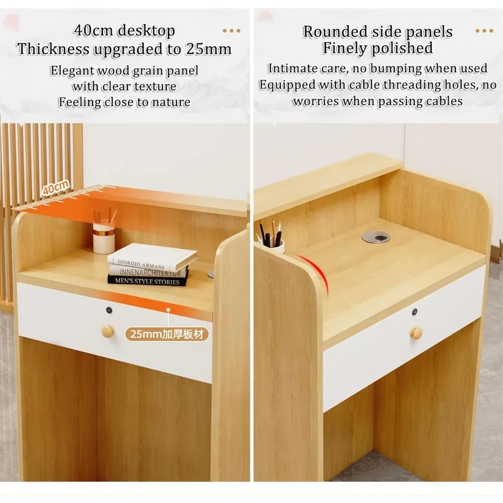 Reception Room Tables,Retail Counter Reception Desk with Drawer Storage,Reception Counter for Clothing Salon Shop Hotel 4