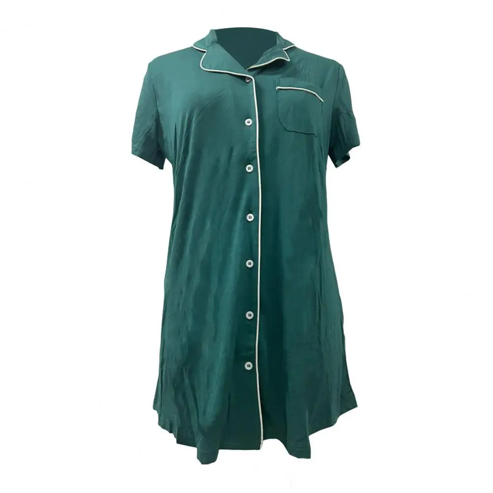 Summer Pajamas Stylish Women's V-neck Sleep Dress Comfortable Solid Color Homewear for A Relaxing Night Short Sleeve Loose Fit