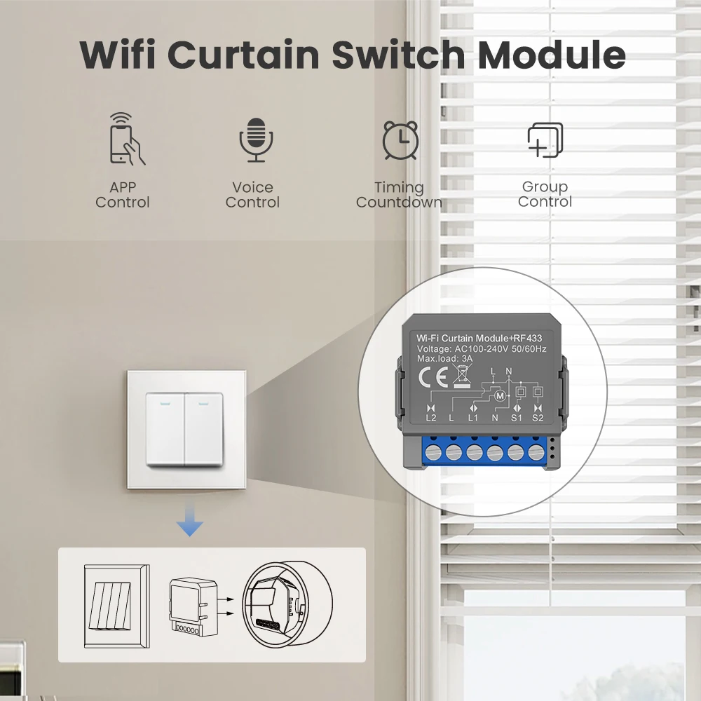 WiFi Smart Curtain Switch Module,Smart Life APP Remote Control,Work for Alexa Go