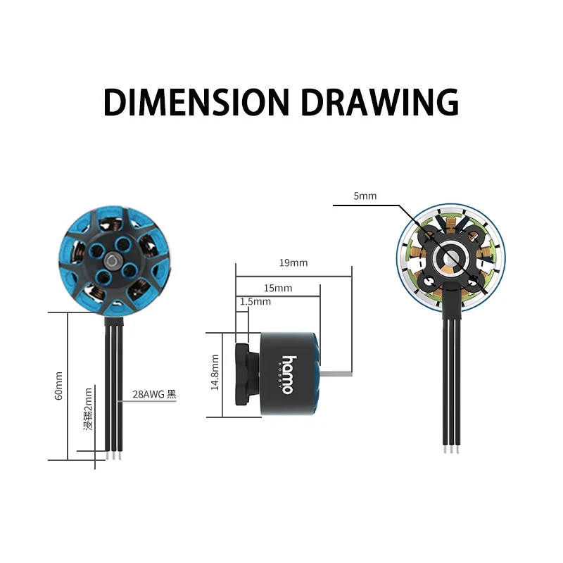 Moteur Drone 1106-6000KV 14.8mm 7.14g Pièce de Rechange