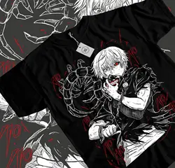 Tokyo Ghoul Ken Kaneki Manga Anime Graphic Tee - XXXL (Black)