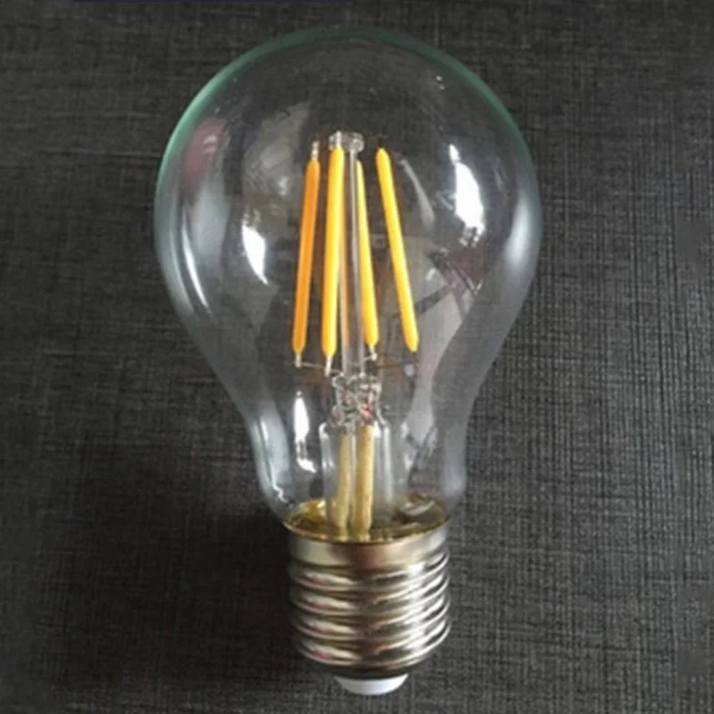 E27 LED 전구, 밝기 조절 레트로 A60 필라멘트 전구, 8W, 6W