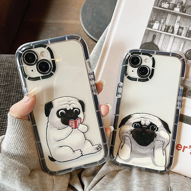 Luminous Pug Dog French Bulldog Shockproof Clear Phone Case For Iphone