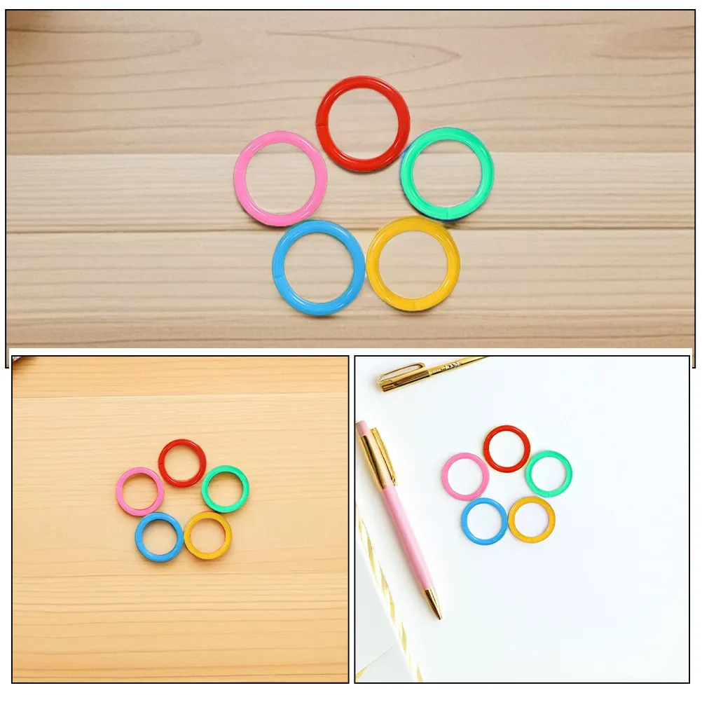 350Pcs 플라스틱 바인더 링 문서 종이 바인딩을위한 다채로운 오픈 루스 리프 링 사무실 학교 용품 링 노트북