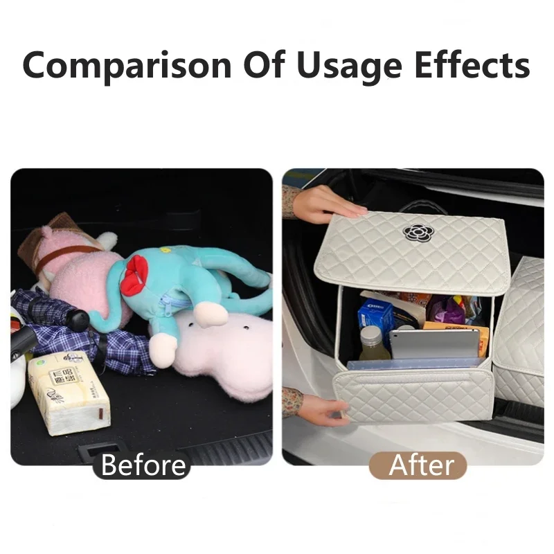 Foldable Car Trunk Organizer Durable Storage Box Easy Clean Compartments for SUV MPV Auto Interior Accessories