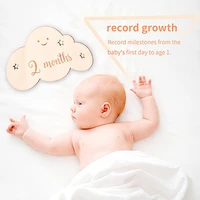 Wooden Baby Milestone 0-12 Months Baby Newborn Cartoon Cloud Shape Photography Accessories Growing Up Card Gifts For Newborns 5