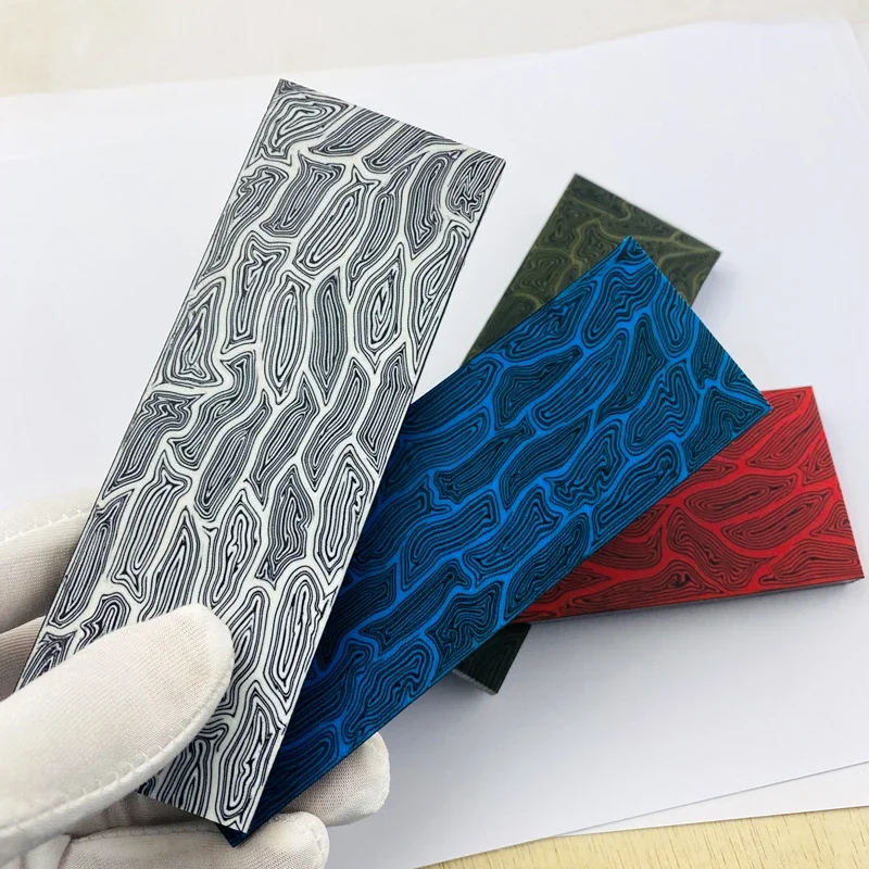 New Style G10 Knife Handle Material Diy Handle Composite Material Damascus Pattern G-10 Tool Patch Material 130x45x8mm 3