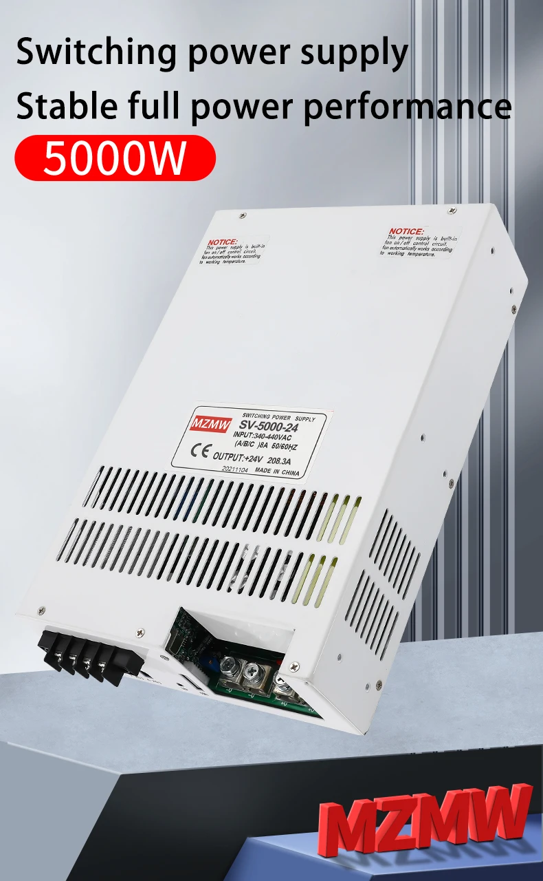 MZMW 5000W Switching Power Supply CC/CV 110V/220V/380V AC/DC 0-220V Adjustable Transformer Converter LED CNC Lab Industrial SMPS