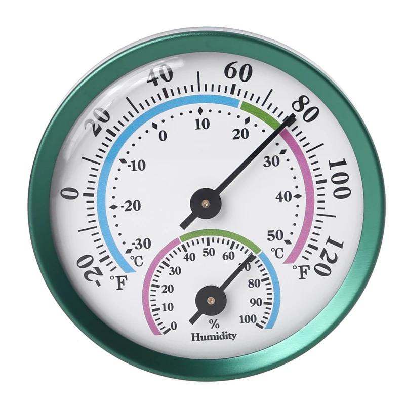 

No Battery Needed Thermometer Hygrometer Analog 2 Inch Green Humidity