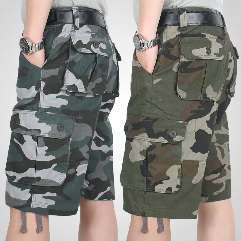 Men's Clothes Summer Casual Camouflage Shorts Middle-aged Multi-pocket Pants Outdoor Loose Pants