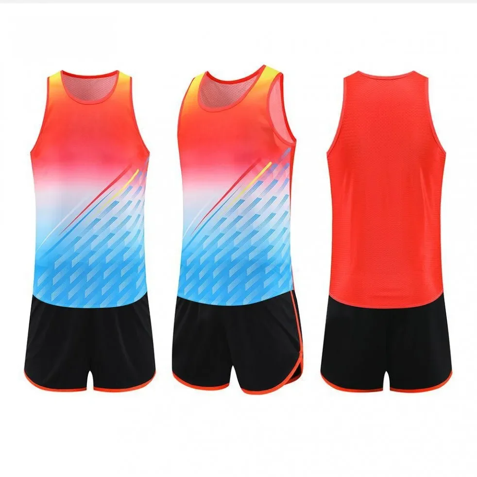 Professional Athletics Training Suit Marathon Running Sports Wear Women's Men's Short Track Competition Vest Set Sports Student