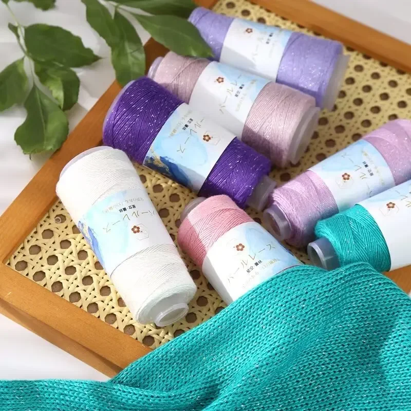 1 pcs Cotton Lace with Sequin Yarn Linen Hand Woven Crochet Hollow Summer Shawl Hat Jacket Yarn Thread 50g 면실 пряжа 뜨개실 4