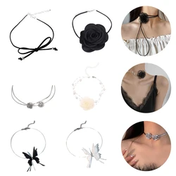 Clavicle Chain Sen Pearl Flower Necklace Choker Neck Accessories Niche Design Sense French Gentle Necklace Women Jewelry