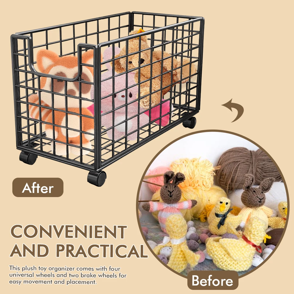 Stuffed Animal Organizer with Wheels Kids  Storage Bins Stuffed Animals Storage Bin for Kids Room Playroom Plush