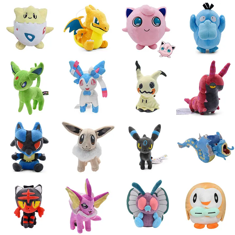 

20 Styles Anime POKEMON Stuffed Plush Toys Cartoon Charizard Eeveelutions Soft Dolls Kawaii Pendant Decor Kids Christmas Gifts