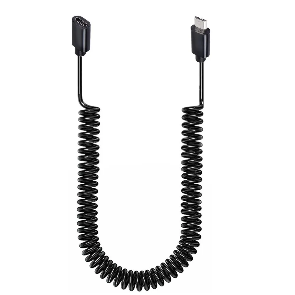 Coiled USB 2.0 Male to Female Micro USB Extension Charging Cable