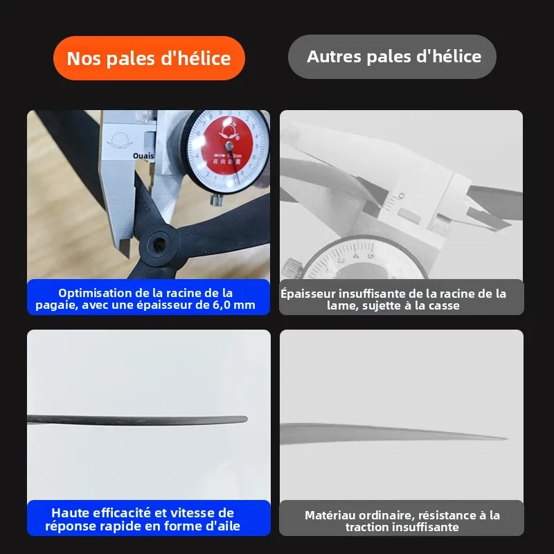 Hélices Drone 11 pouces 3 pales CW/CCW - Lot de 2/4 - Faible bruit