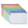 10pcs Colorful Zipper Pouches Vibrant Color Waterproof File Bags with Mesh Pockets Handle Rope for Note for Organization 1