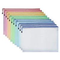 10pcs Colorful Zipper Pouches Vibrant Color Waterproof File Bags with Mesh Pockets Handle Rope for Note for Organization 1