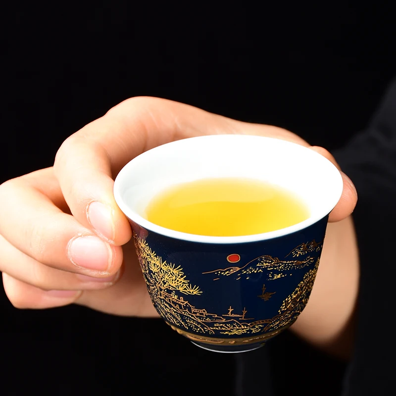 Chinese Blue and white porcelain Tea Cups Anti Scaling Handmade Tea Bowl Imperial court Style luxury tea cup Single Cup set