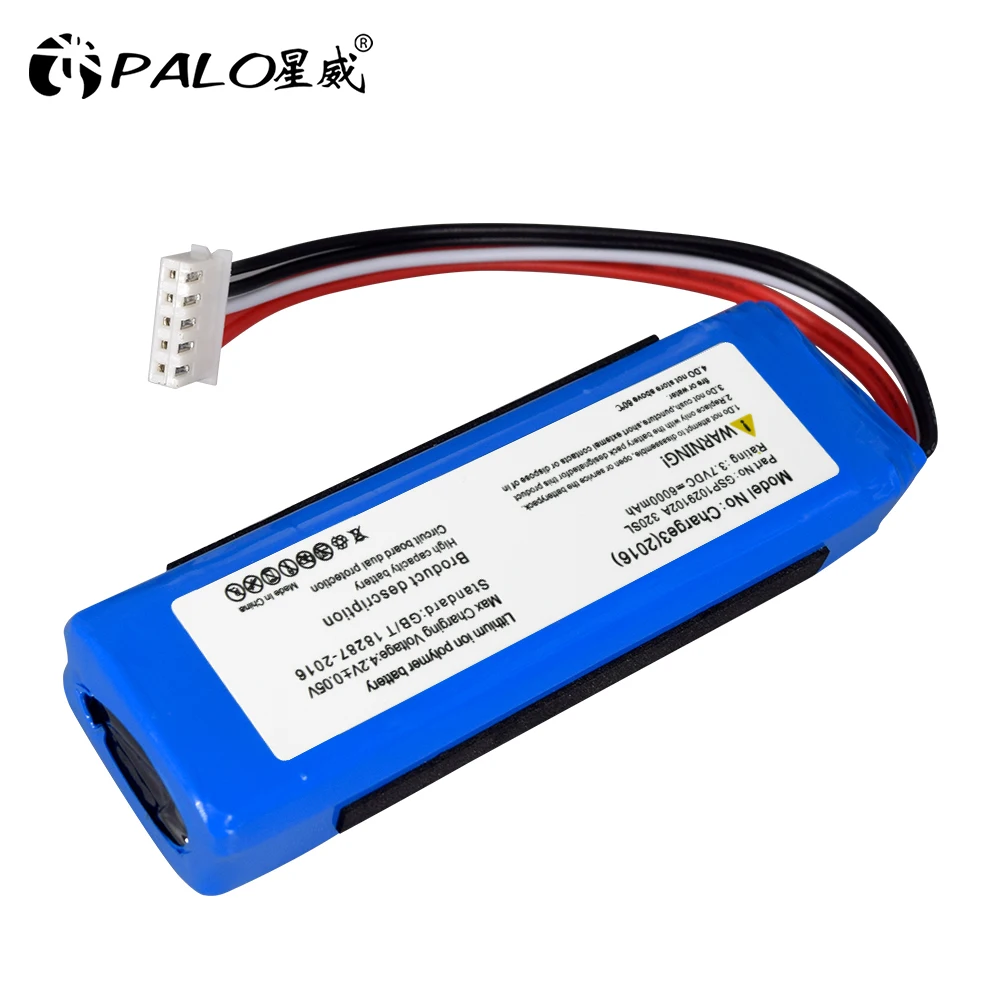 

3.7V 6000mAh 22.2WH Rechargeable Battery Bateria GSP1029102A for JBL Charge 3
