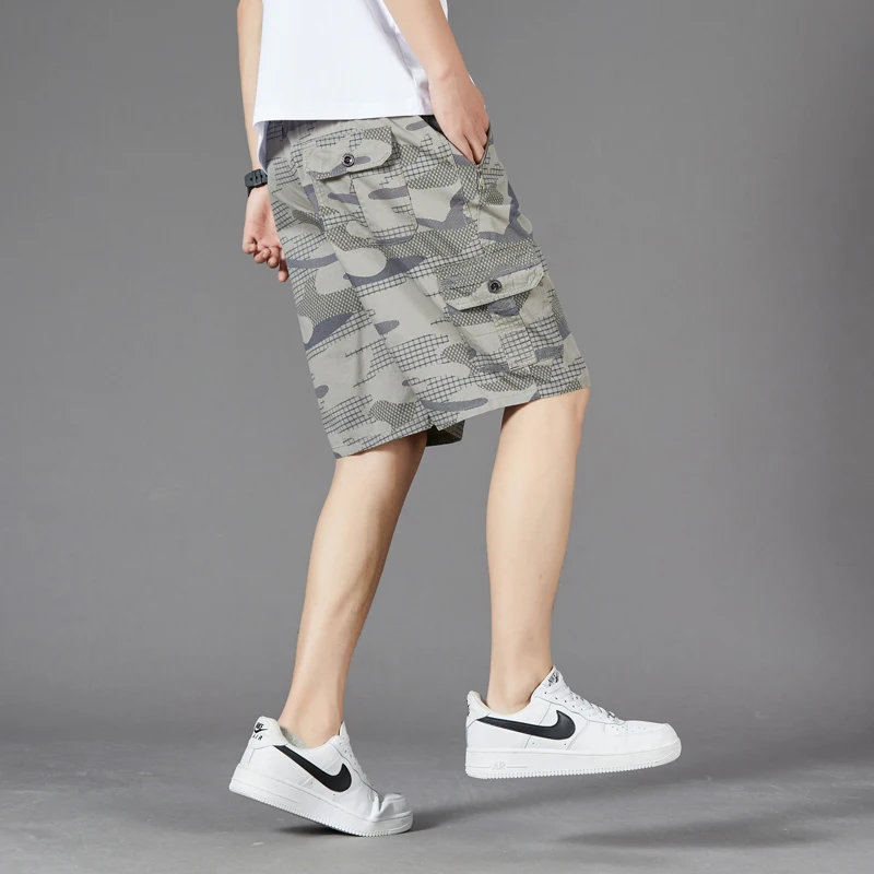 Summer Camouflage Cargo Shorts Men Outdoor Drawstring Lightweight Tactical Shorts Multi Pockets Military Hiking Shorts Male
