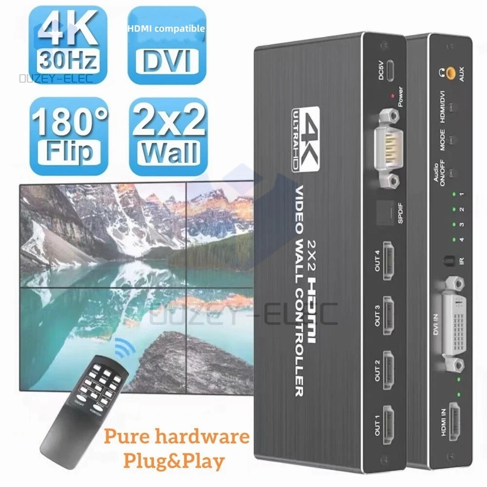 

4K Video Controller 2x2 1080P HDMI-Compatible DVI Video Wall Processor 1x2 1x3 1x4 2x1 3x1 Multi Video Screen Processor Splicer