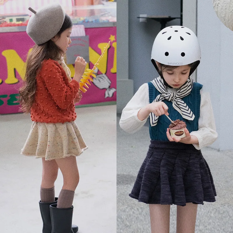 Chidlren Knitted Sweaters Skirts 2022 Autumn Winter Brand Warm Baby Girl Knit Skirt Designer Toddler Clothes
