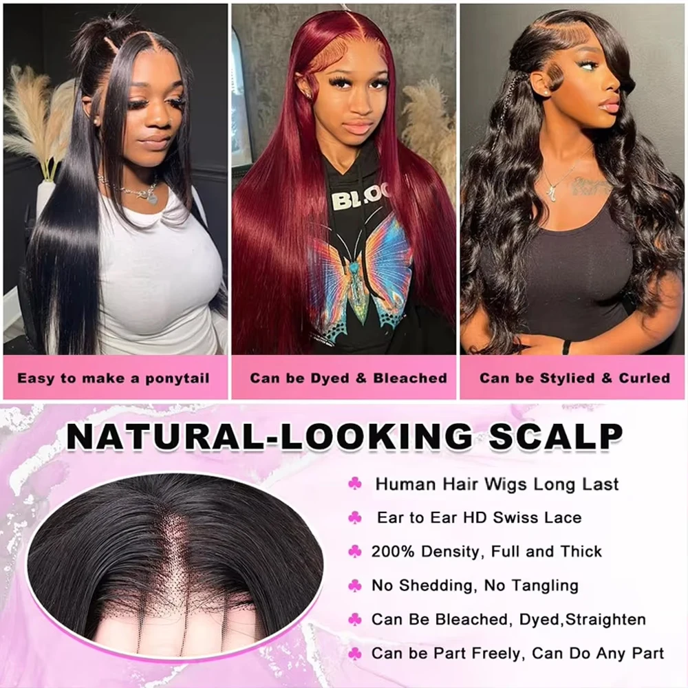 200% Density 13x4 Lace Front Wigs Body wave HD Lace Front Wigs Human Hair Pre Plucked Brazilian Human Wig Hair Wigs for Women 4