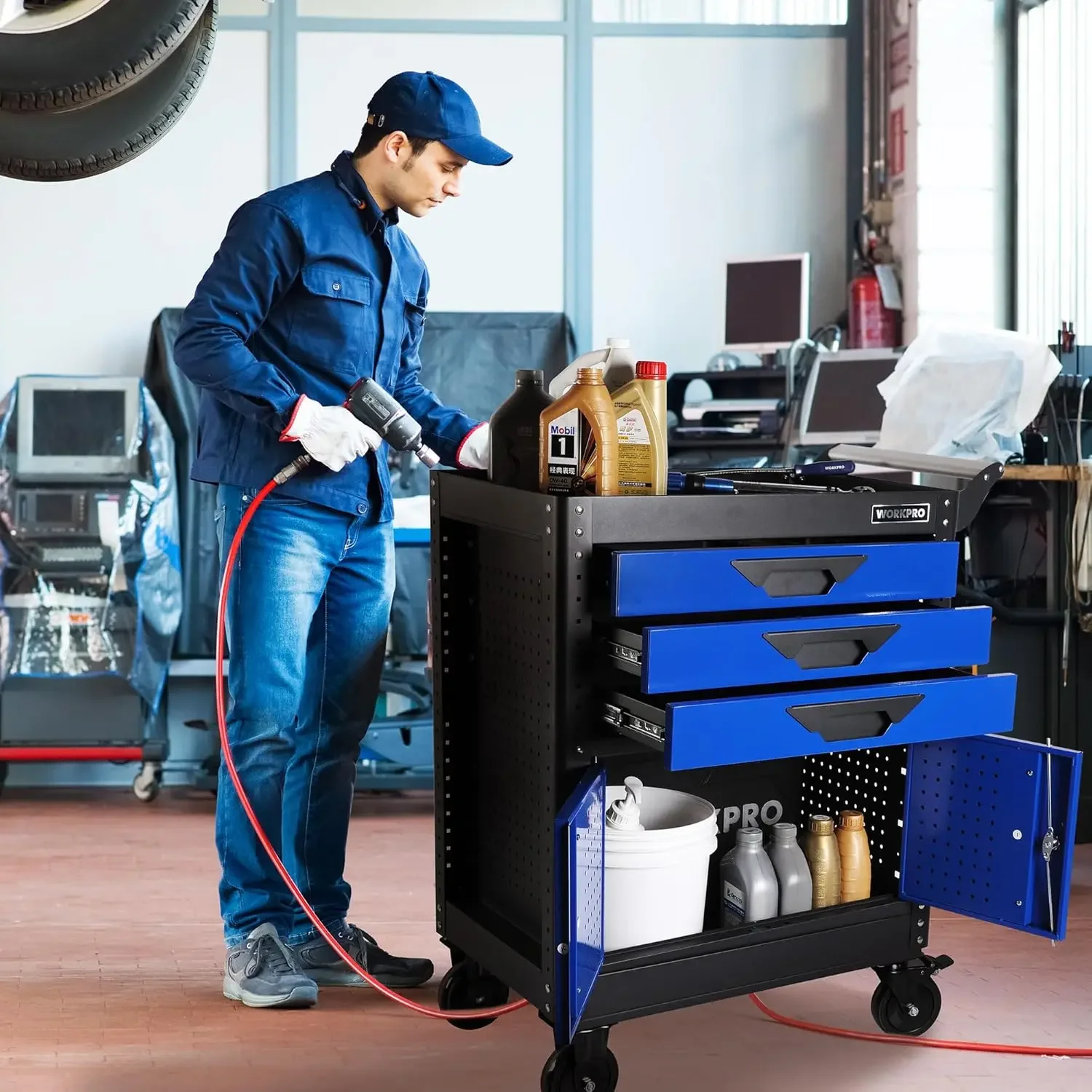 27.5 Inch 3-Drawer Rolling Tool Chest with Wheels, Portable Steel Tool Cabinets with Drawers 2
