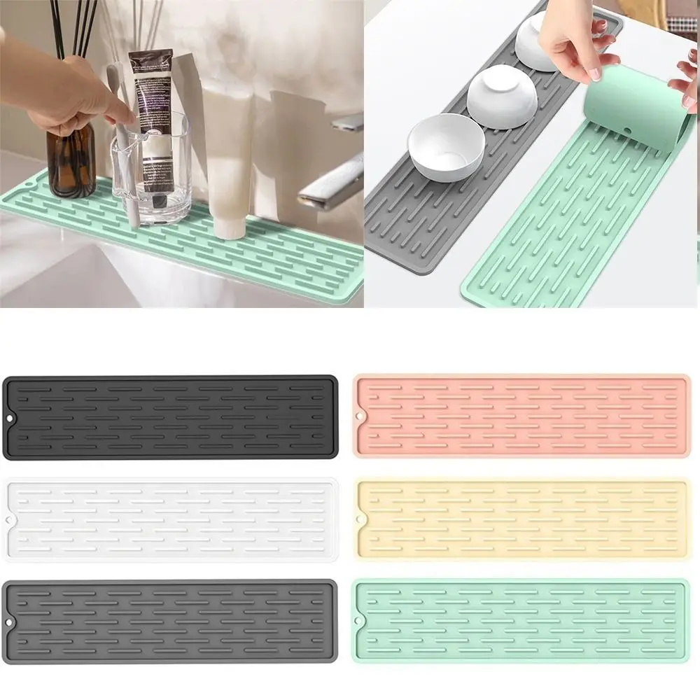 Water Prevent Faucet Wraparound Water Splash Guard Splash Catcher Silicone Faucet Mat Silicone Drain Pad Absorbent Mat
