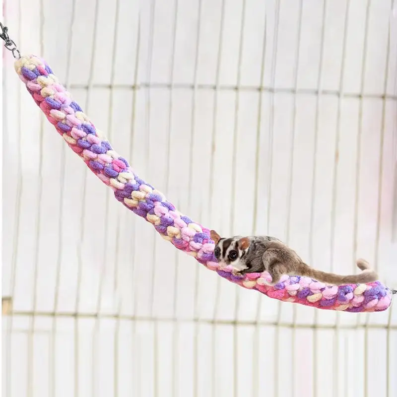 Sugar Glider Climbing Rope Pink Violet Small Pet Climbing Rope Enrichment Toys Cotton Swing Toy Cage Accessories for Pets