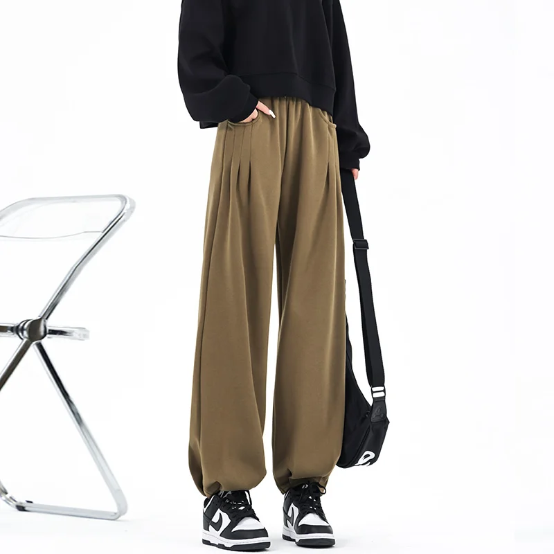 

Harun sweatpants women's autumn new high waist slim leg pants loose and versatile drape nine-point casual radish pants.