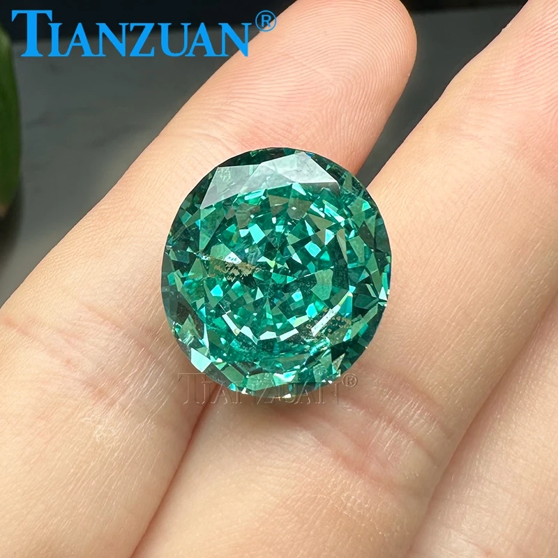 Сине-зеленый цвет, овальная форма, кубический цирконий, камень, свободныйФианит, бриллианты для изготовления ювелирных изделий, 17 х19 мм