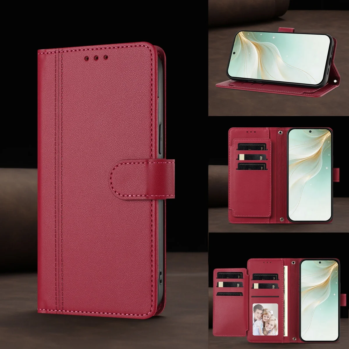 Deluxe Leather Wallet Case with Card Slot and Magnetic Flip Cover