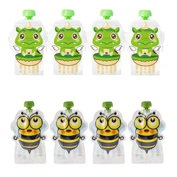 Eco - Friendly Reusable Food Storage and Squeeze Pouches (8 PC  Green)