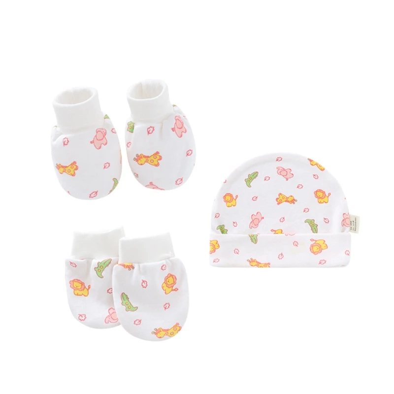 

Baby Anti Scratching Soft Cotton Gloves Hat Foot Cover Set Mitten Socks