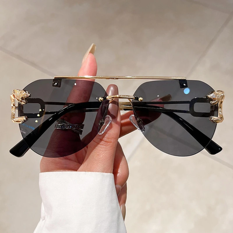 

2023 Sunglasses Women Luxury Rimless Vintage Fashion Glasses Lunette Oversized Shades De Soleil Femme Gafas De Sol Mujer Lentes