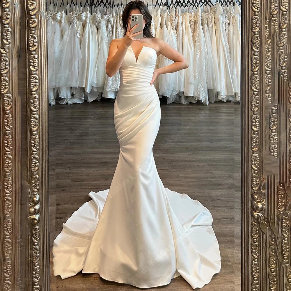 Sexy Deep V-Neck Women Wedding Dresses Elegant Flowers Princess Mermaid Bride Gowns Formal Cocktail Party Vestido De Novias 2024 4