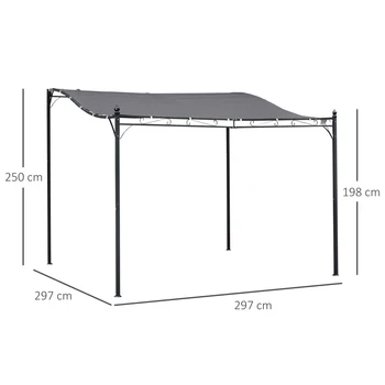 Tenda a baldacchino per pavilion da giardino pergola in metallo grigio 297x297 cm per balcone terrazza giardino 1