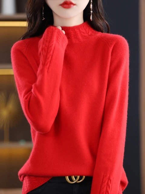 Jersey de punto grueso mujer rojo ❤️, Ropa sostenible AW23