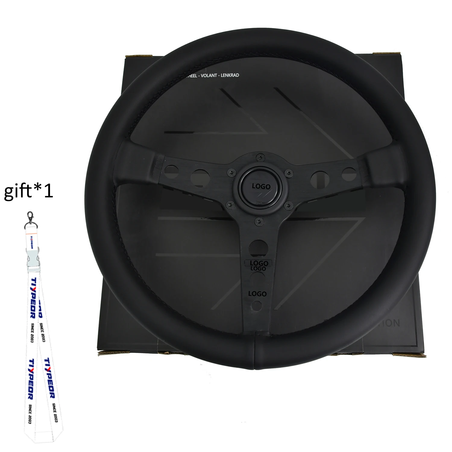 ユニバーサルレザースポーツステアリングホイール,ブラック