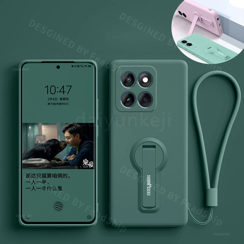 Shockproof Silicone Phone Case with Stand and Screen Protector Film