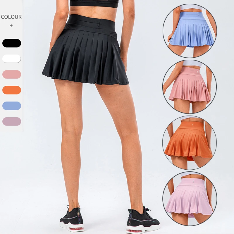 여성용 노출 방지 테니스 스커트, 플리츠 스포츠 러닝 스커트, 섹시한 댄스 체육관 짧은 스커트, 피트니스 운동 테니스 팬츠 스커트 