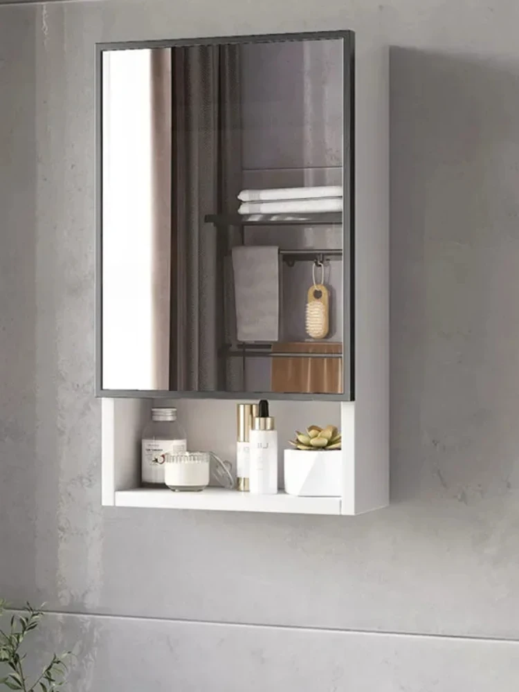Nordic Style Wood Bathroom Cabinets Simple Armoire Shelves Storage Mirror Cabinets Toiletries Home Furniture Armoire Miroir FYBC