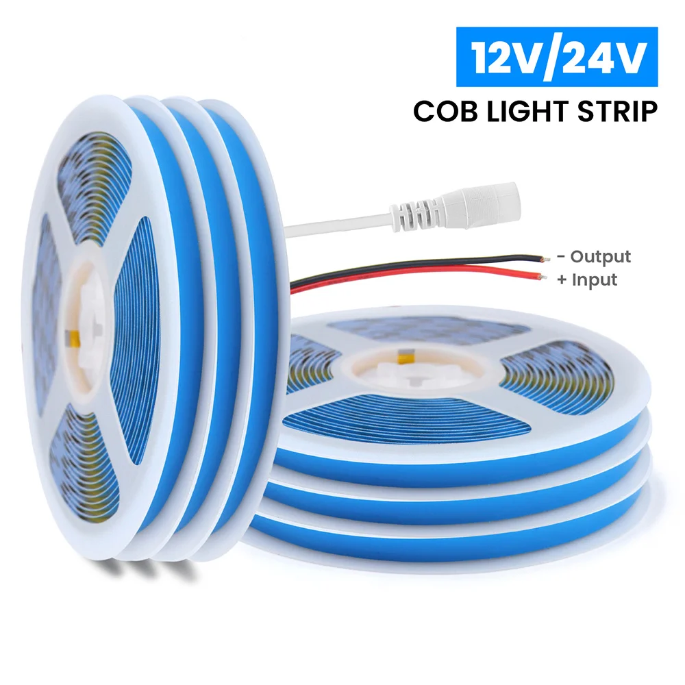 DC 12V 24V COB LED Strip Light 320 480 528 LEDs Flexible S83bab311bbb146c3a07e80381108b4ba6
