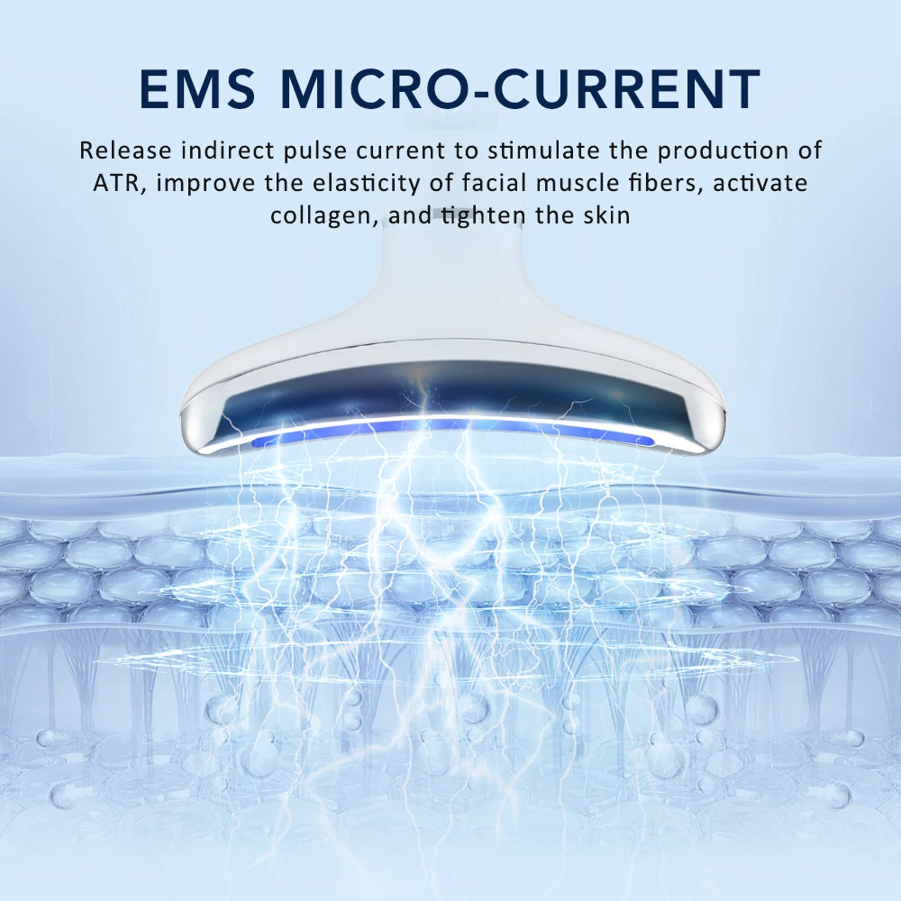 Ice Compress Neck Beauty Device Microcurrent LED Light Therapy Skin Rejuvenation Wrinkles Remover Face And Neck Lifting Massager