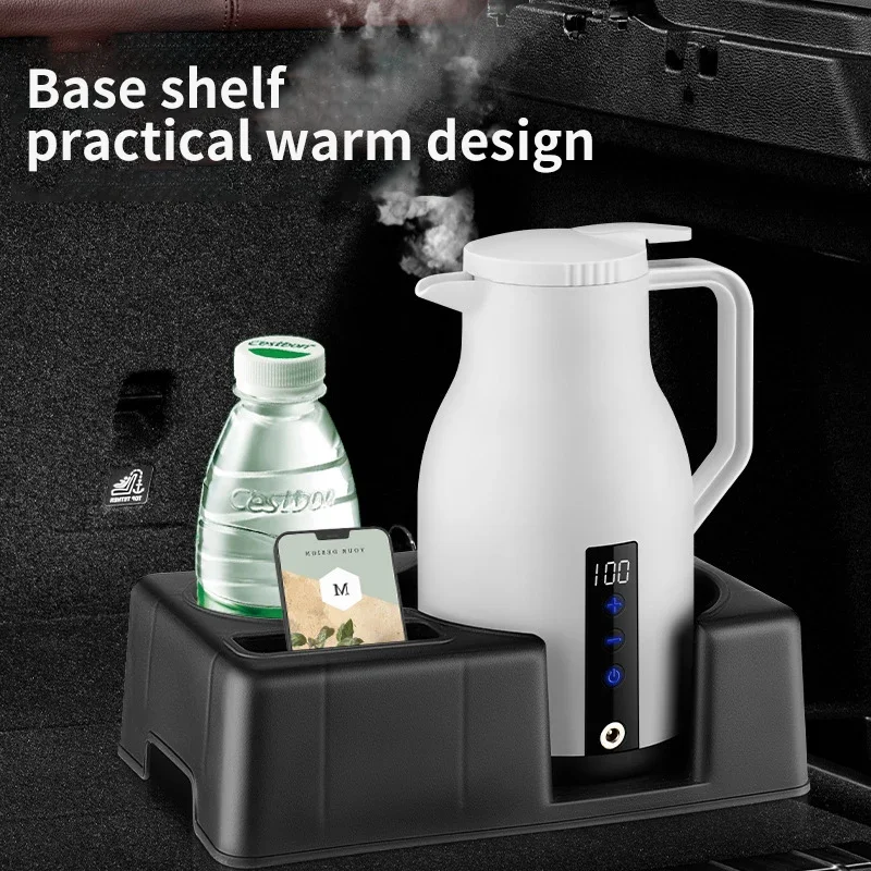1000ml Led Digital Display 12v 24v Car Electric Kettle Household 220v Thermal Insulation Electric Kettle 304 Stainless Steel 3
