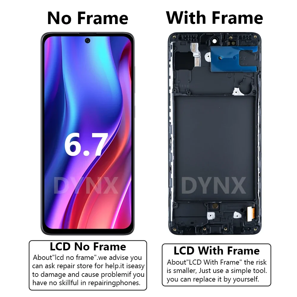 6.7 ''삼성 갤럭시 A71 LCD 디스플레이 터치 스크린 디지타이저 어셈블리 LCD 용 슈퍼 AMOLED SM-A715 A715F 교체 부품